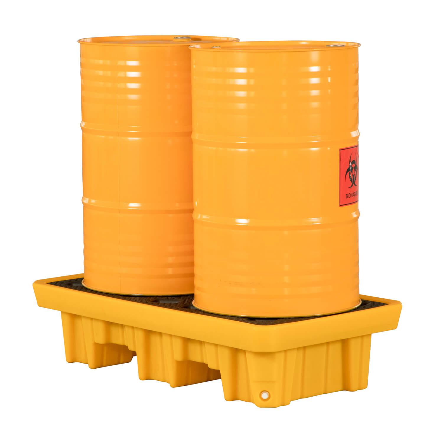 2 Drum Spill Containment Pallet with two 55 gallon drums