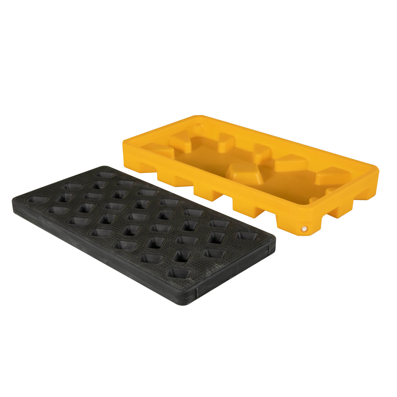 2 drum spill containment platform basin and anti-slip grate