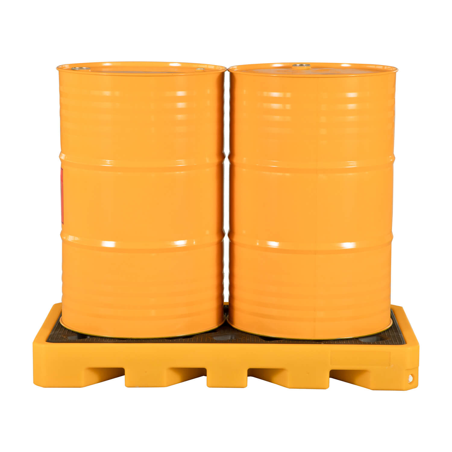 2 drum spill containment platform with two 55 gallon steel drums