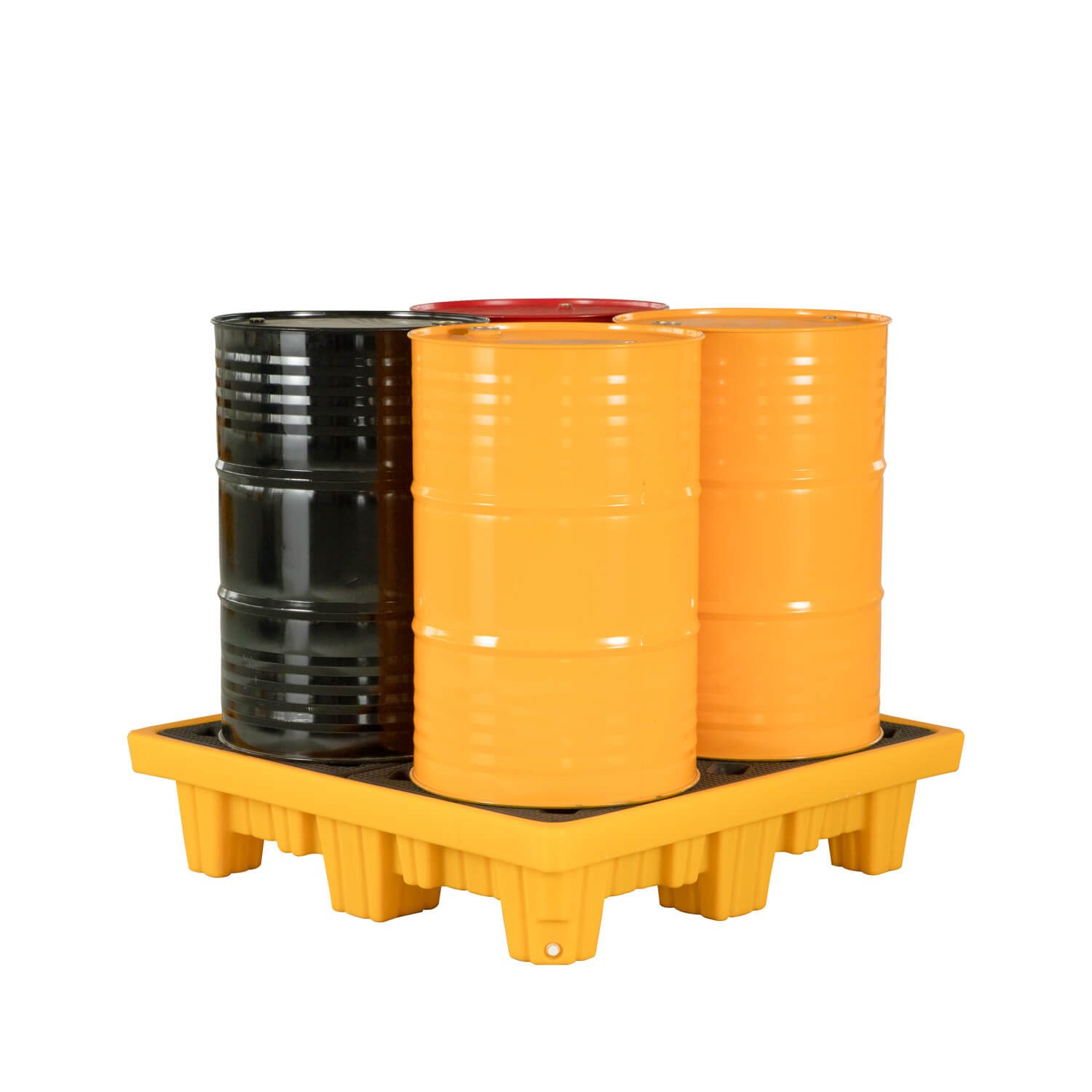 4 Drum Spill Containment Pallet with four 55 gallon drums