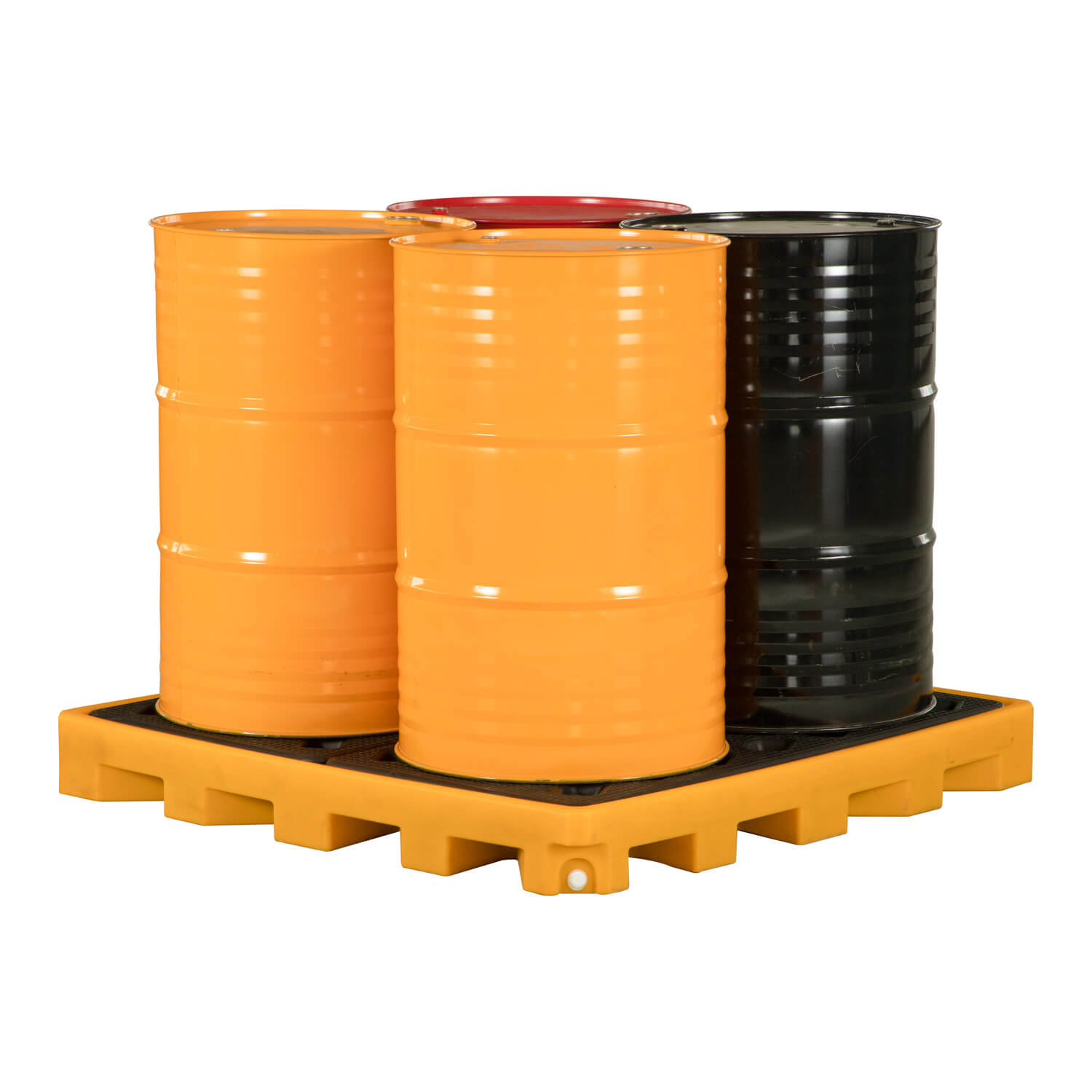 4 drum spill containment platform with four 55 gallon drums